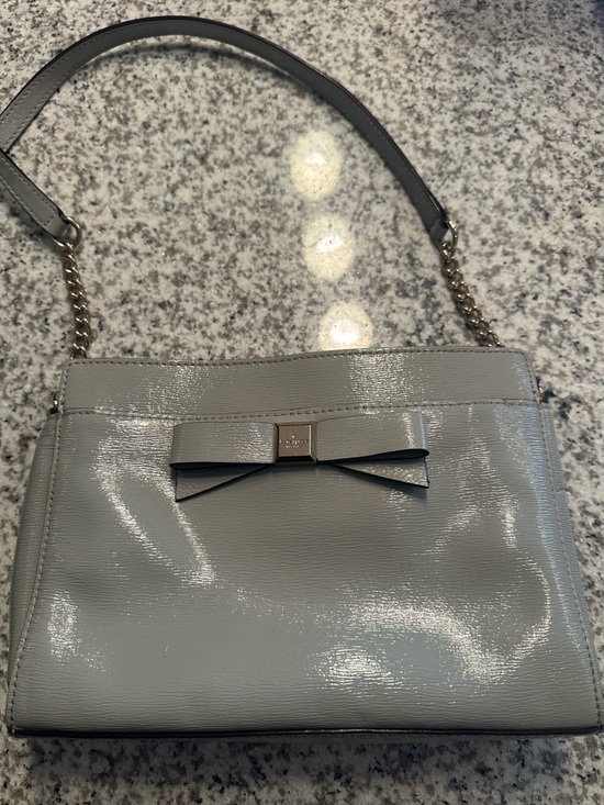kate spade Handbags - kate spade gray patent leather bow crossbody with chain strap